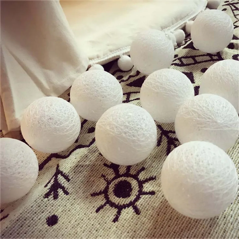 

Thail Pure White DIY Cotton Thread Ball 20 LEDs 3M Decorative Lamp US Plug / USB Battery String Lights