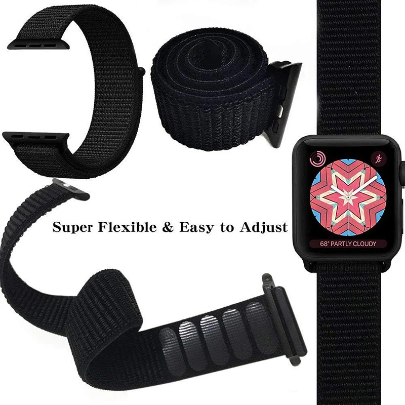 20 шт Apple Watch серии 3/2/1 38 мм 42 мм мягкий нейлон дышащий сменный ремешок Спортивные петли для наручных часов iwatch серии 4 40 мм 44 мм