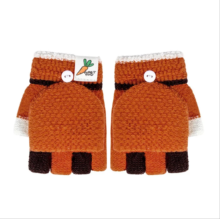 Детские Зимние перчатки для мальчиков и девочек, теплые вязаные варежки
