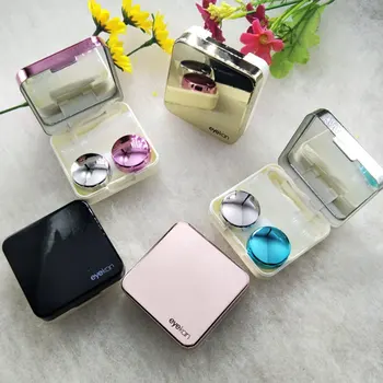 

storage box for Cover contact lens case with mirror color contact lenses case Container cute Lovely Travel kit box Women