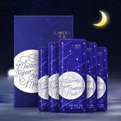 LAIKOU Six Sleep Masks Cherry Blossoms Matcha Snail Shrinking Pores Moisturizing Whitening Sleeping Mask Face Skin Care