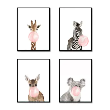 

Nordic Animal Blowing Oil Painting Art Poster Bedroom Living Room Decorative Painting