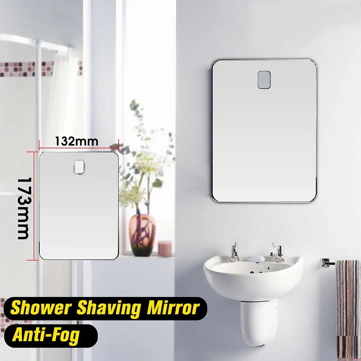 ClodeEU Anti Fog Shower Mirror Bathroom Fogless Fog Free Mirror Washroom Travel 