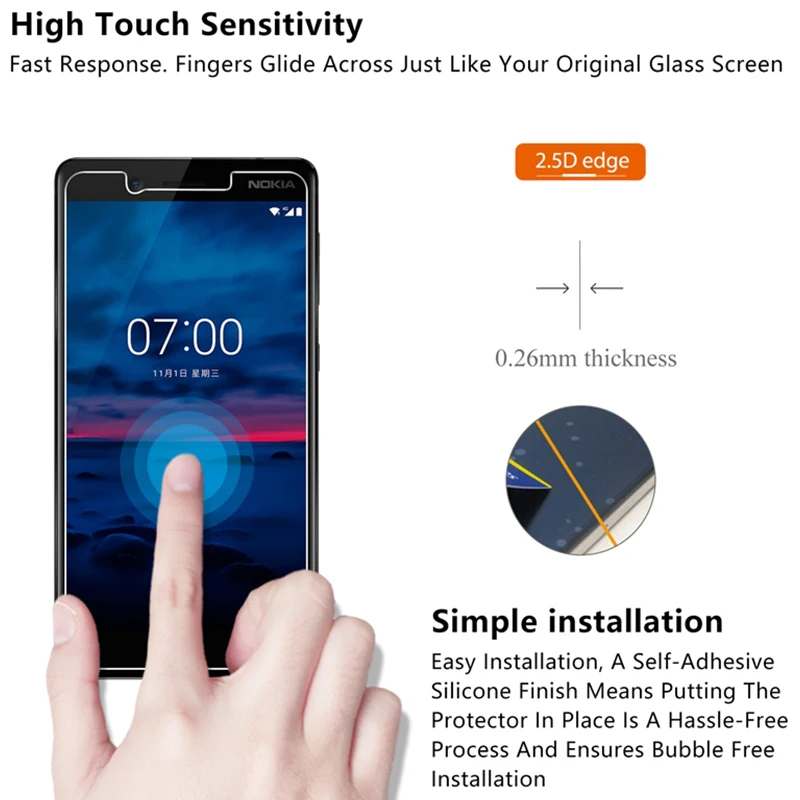 Прозрачная защитная пленка для экрана для Nokia 9 8, закаленное стекло для Nokia 7 Plus, Защитное стекло для Nokia 5, 4, 3, 2, 1, Передняя пленка для телефона