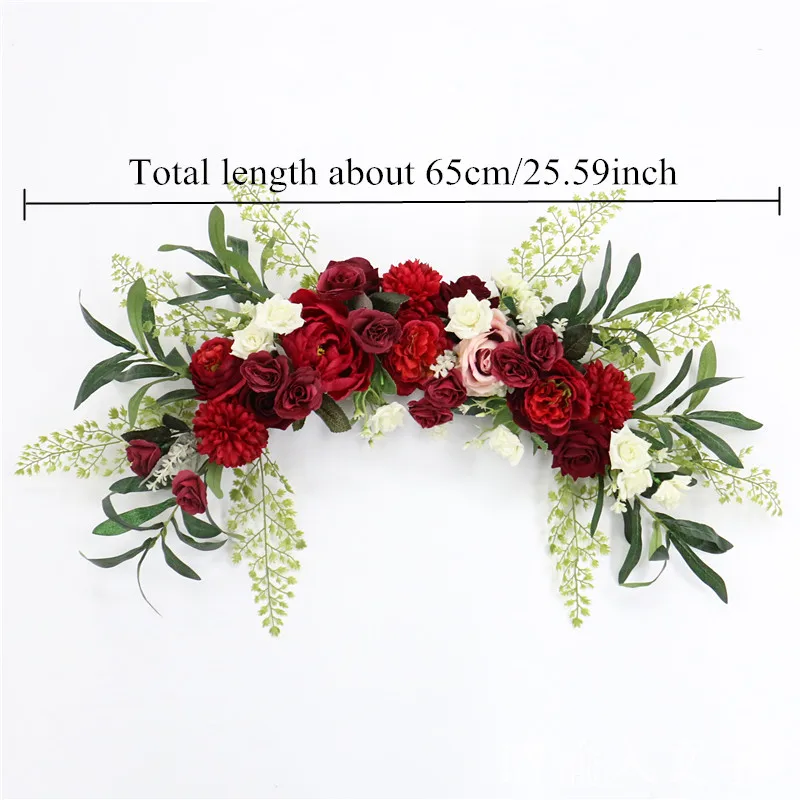 wreath 1 На заказ, Рождественская серия, Красный искусственный ряд цветов, flwoer Ball, сделай сам, семейные вечерние гирлянды, Декор, свадебная АРКА, дорога, свинец, настольный цветок - Цвет: wreath 1