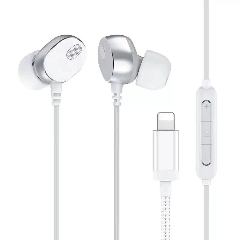 MFI In ear Lighting Earphone with Microphone Wired Stereo Earphones for iPhone 8 7 Plus X XS MAX XR iPod Wired Earphone Lighting