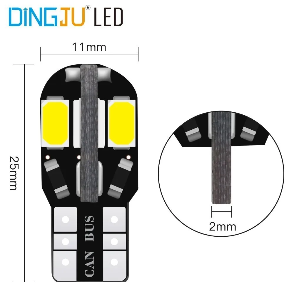 10 шт. T10 светодиодный лампочка для салона автомобиля T10 5730 8SMD светодиодный 12V автомобиль клиновидные боковые светильник белая лампа стайлинга автомобилей авто лампы