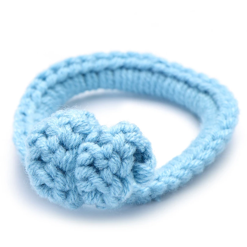 blue Винтажные вязаные эластичные резинки для волос с заячьими ушками для маленьких девочек, разноцветная повязка на голову, резинки для волос для женщин - Цвет: blue