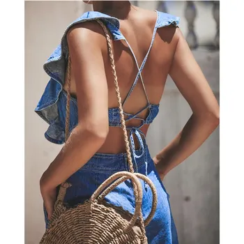 

Women Cowboy Straps Shorts Jeans Hollow Out Streetwear Denim Straps Straight Shorts Woman Summer Casual Jumpsuit