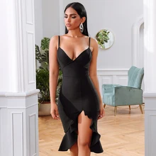 Seamyla женский, черный годе, юбка-рыбка средней длины в полоску Бандажное платье с разрезом элегантные вечерние Клубные вечерние платье Сексуальная Bodycon Vestidos