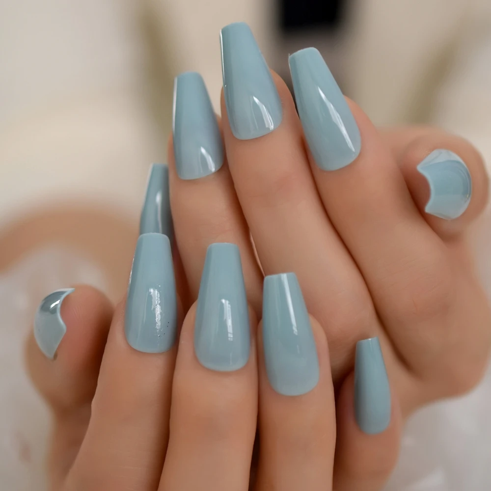 LV Nails - XL Long with nail design 💋 Ombré nude and blue