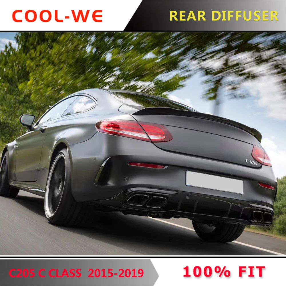 W205 C205 Coupe C63 Для AMG стильный диффузор глушителя для губ бампер с выхлопной для Mercedes Benz C Class