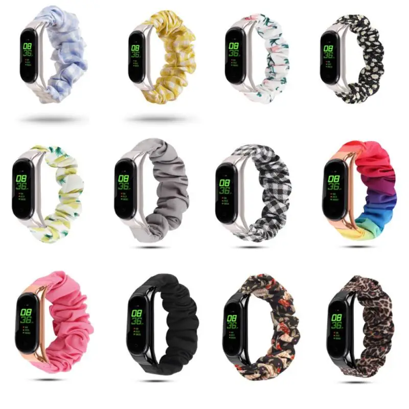 

Ремешок с рисунком для Xiaomi Mi Band 5/6, подходит для умных часов Xiaomi 3/4/5/6 поколения, мягкий, общий браслет