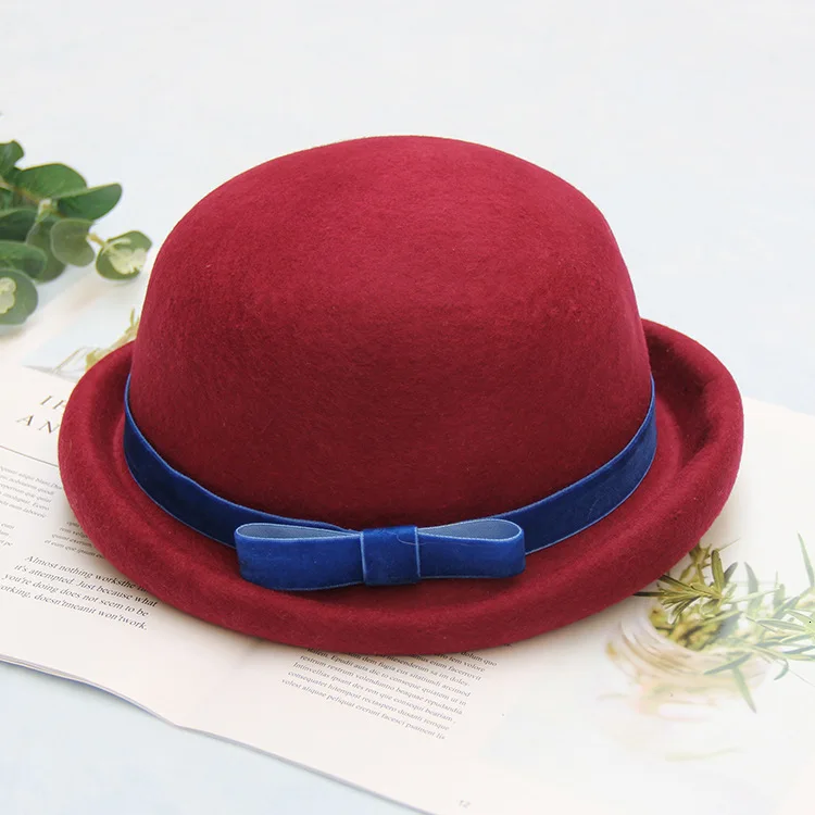 Элегантные однотонные шерстяные фетровые шляпы с плоским верхом и ...