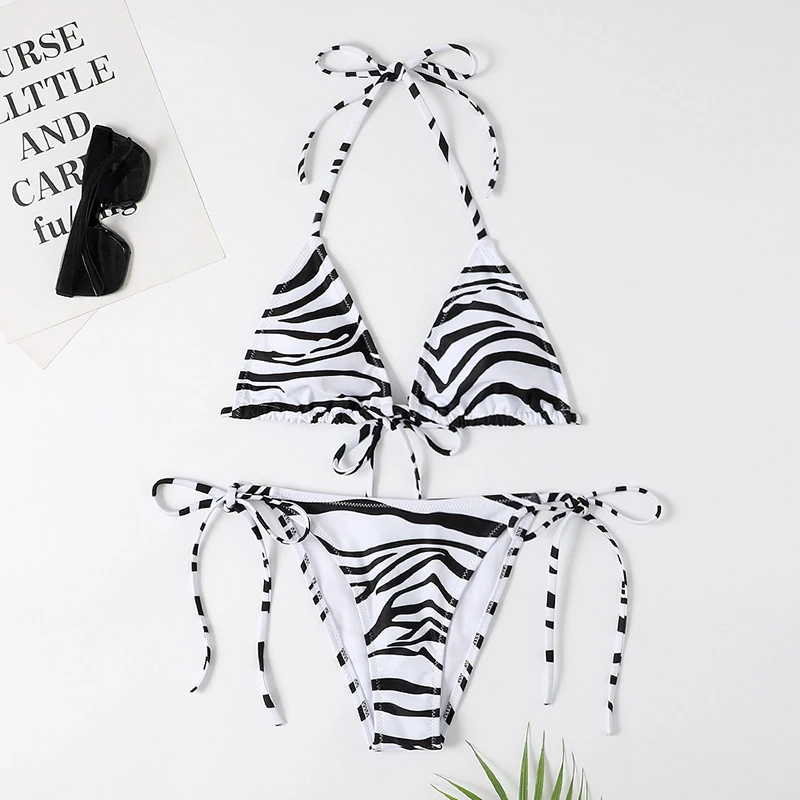 Micro Bikini New Women Swimwear Striped Bikini Set Sexy Halter Swimsuit Female Two Piece Biquini Beach Wear Bathing Suit Bather push up bikini set