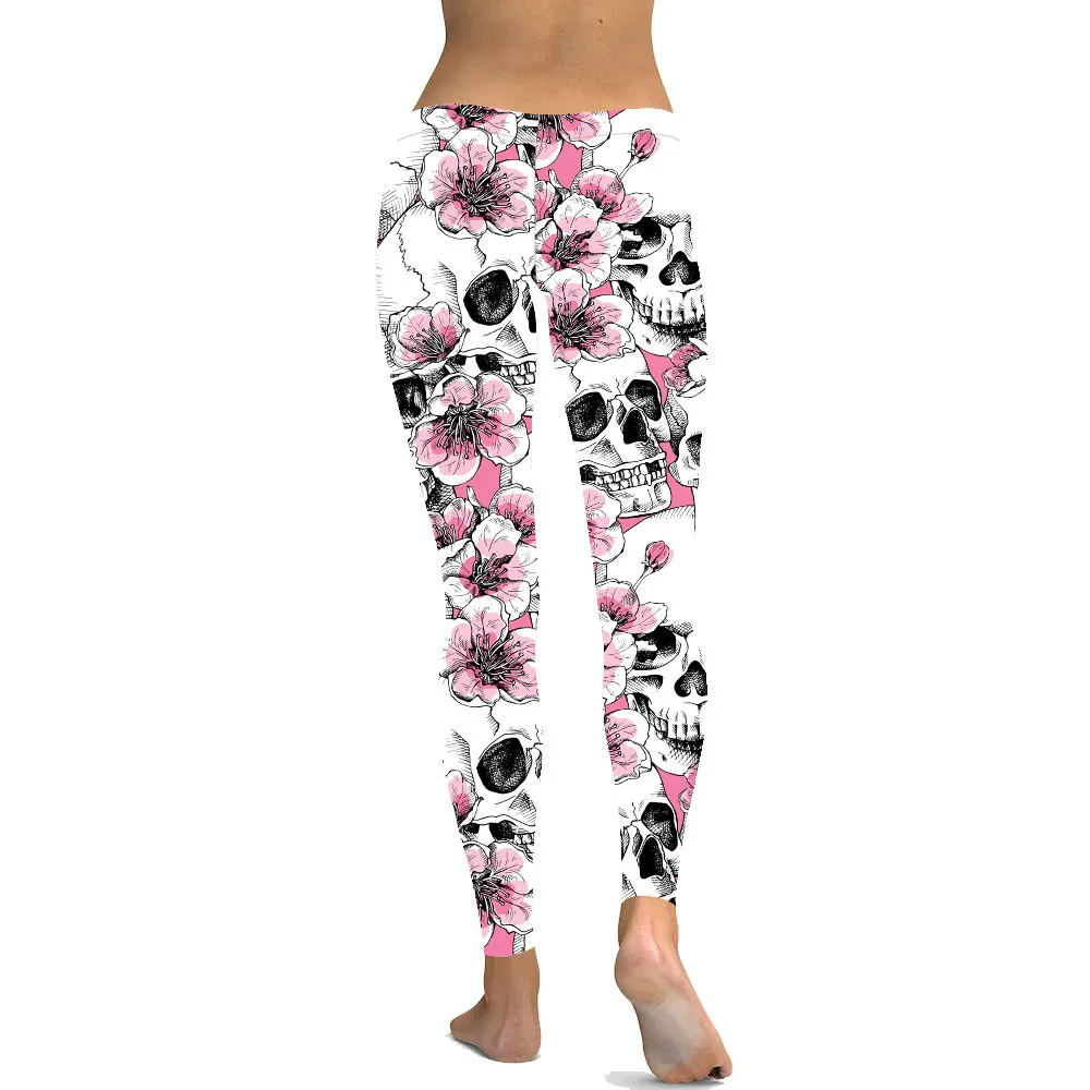 FCCEXIO 3D Skull New Design Punk Women Legging Gothic Style Rose Retro Vintage Steampunk Leggins Ankle Pants Cosplay Leggings