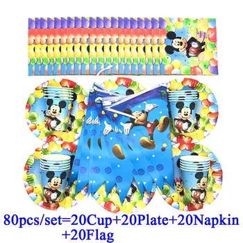 

Mickey Mouse Party Decoration Kids Birthday Party Mickey Mouse Napkins Flags/Banner Plates Cup Baby Shower Party Supplies Set
