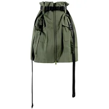 TVVOVVIN, юбка средней длины, женская, трапециевидная, Студенческая, с карманами, на молнии, армейская зеленая, длина до колена, короткая юбка L041