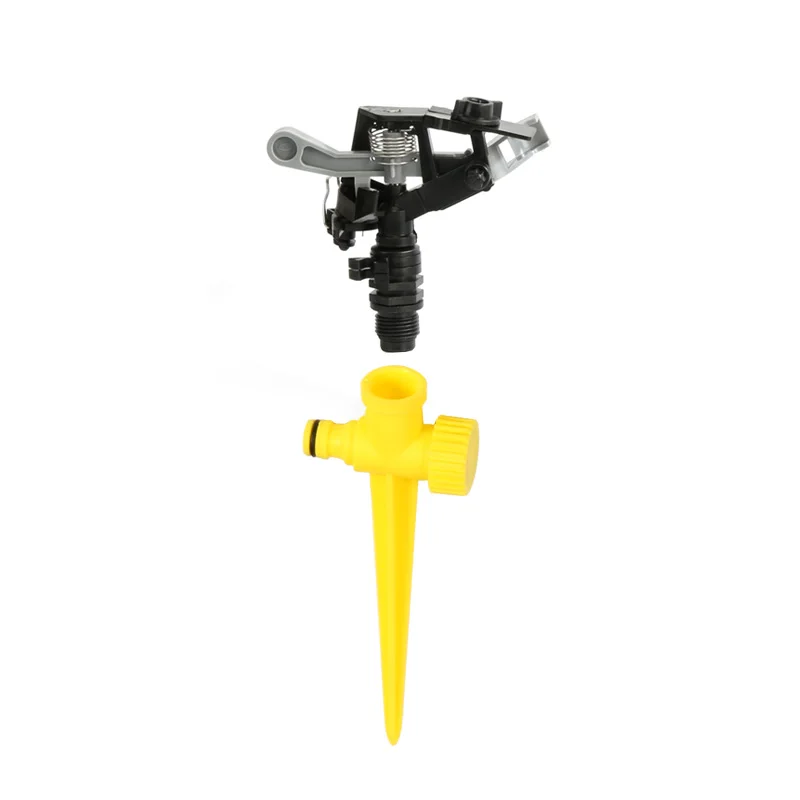 

360° Rotating Rocker Arm Sprinkler Adjustable Lawn Rotary Garden Irrigation Cooling Nozzle with Ground Socket Thread Diameter 0.
