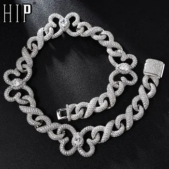 

Hip Hop 15MM Heavy CZ Cuban Chain With Butterfly Necklaces Iced Out Zircon Silver Color Choker Bling Chains For Men Jewelry