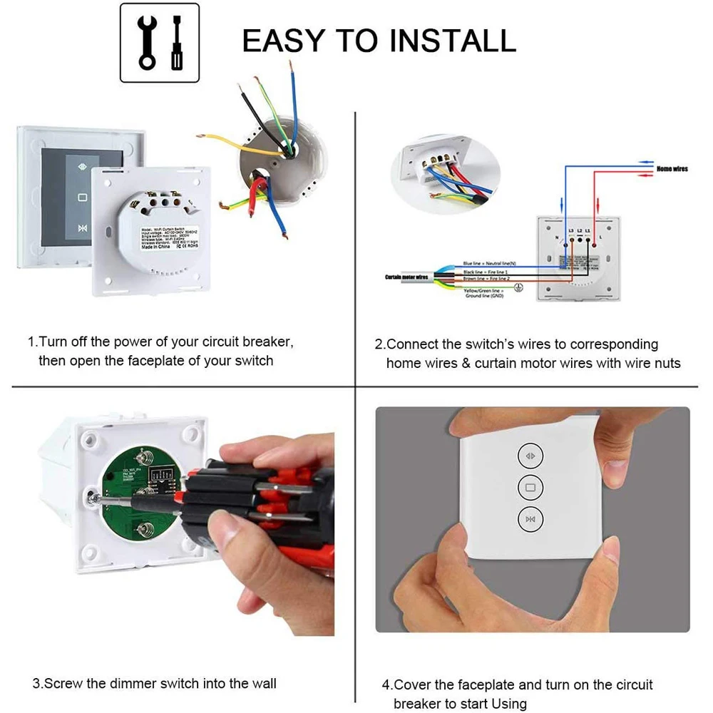 Smart Life WiFi Curtain Switch for Electric Motorized Curtain Blind Roller Shutter Google Home, Amazon Alexa Voice Control Smart Life WiFi Curtain Switch for Electric Motorized Curtain Blind Roller Shutter Google Home, Amazon Alexa Voice Control