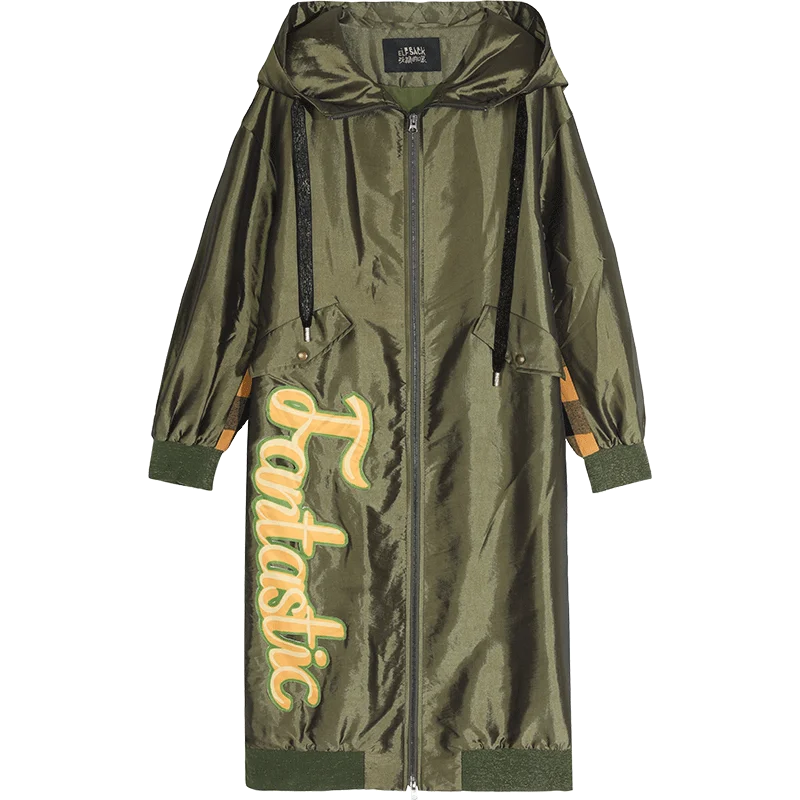 Army Green ELFSACK, армейское зеленое клетчатое лоскутное корейское Стеганое пальто с вышивкой лисы для женщин, зимняя женская верхняя одежда с надписями и аппликацией - Цвет: Army Green