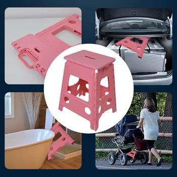 

Bathroom Non Slip Outdoor Camping Thickened Travel Self Locking Home Chair Store Stable Folding Step Stool Portable Plastic
