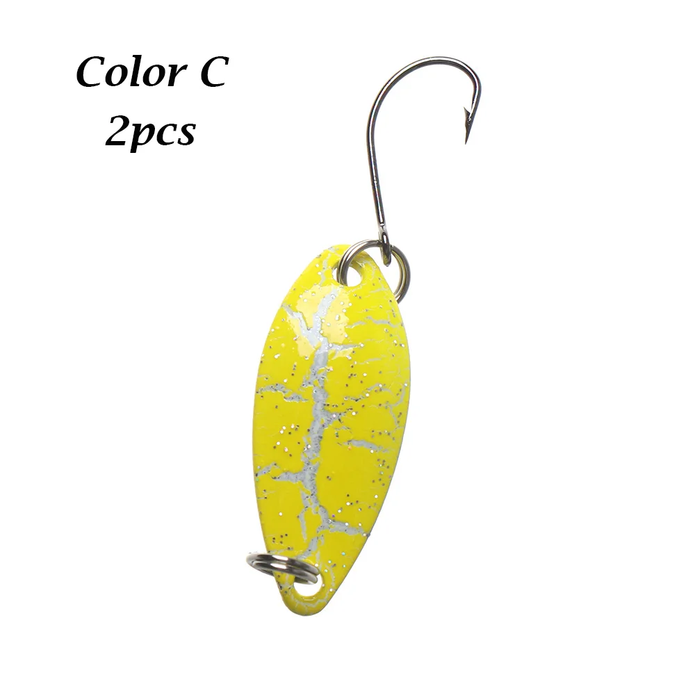 Style E Color C 2 шт., портативная мини-приманка с блестками, металлическая блесна, блесна, жесткая приманка с острым крючком, красочные рыболовные снасти - Цвет: Style E Color C