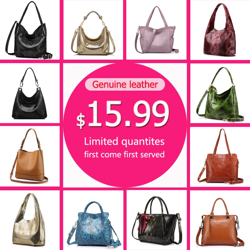 

REALER brand fashion women genuine leather shoulder bags high quality crocodile pattern leather handbags female tote bag 2017