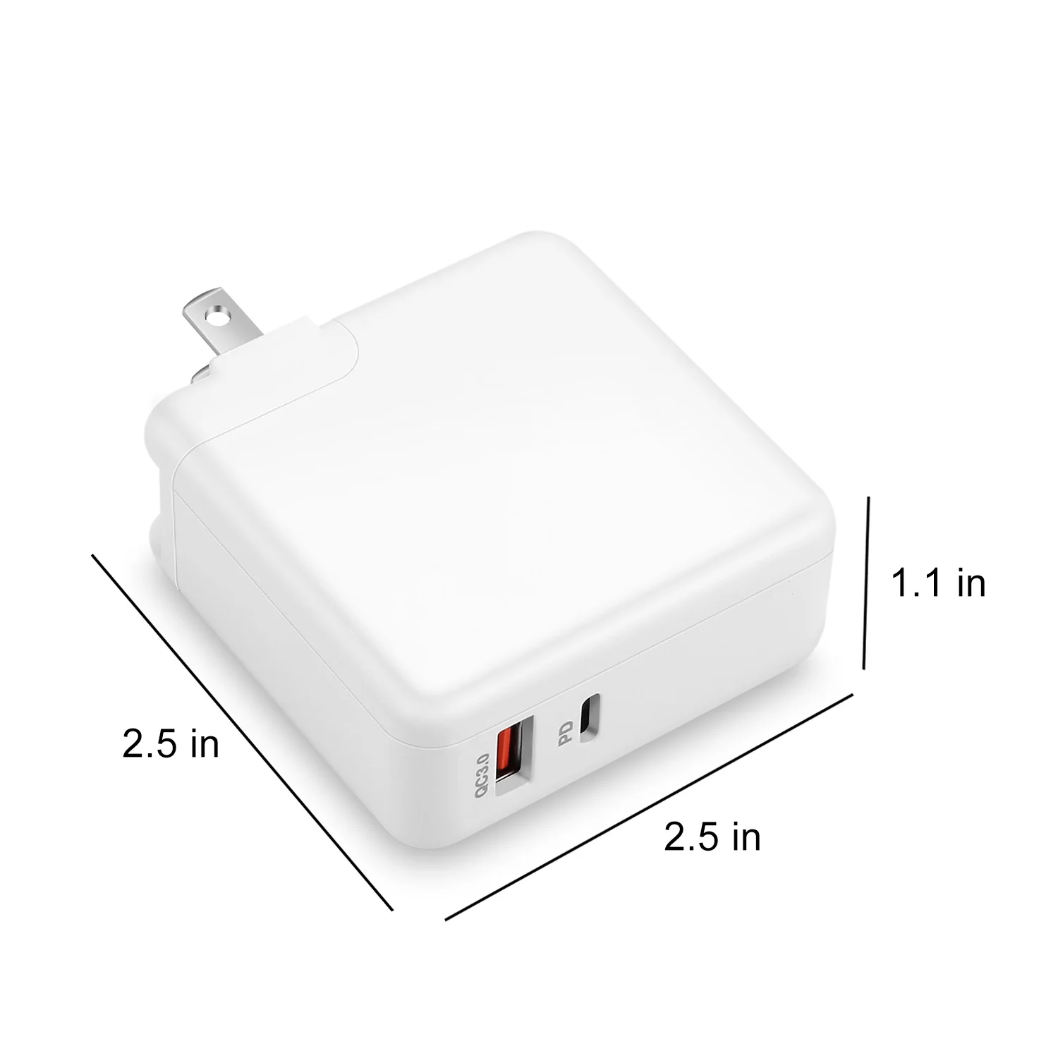 2-портовое настенное зарядное устройство USB C type C с питанием 45 Вт PD и 18 Вт QC 3,0 USB порт PD 2, светодиодный индикатор для iPhone iPad Macbook