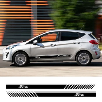 

2PCS Racing Both Side Car Door Side Skirt Stripes Stickers For Ford Fiesta Auto Body Decor Graphic Vinyl PVC Decals Accessories