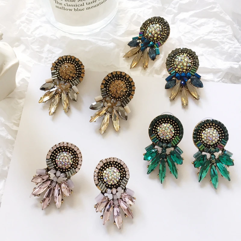 Ztech, Винтажный дизайн, роскошные серьги со стразами для женщин, женские модные блестящие ювелирные изделия, массивные Свадебные сережки-шпильки оптом