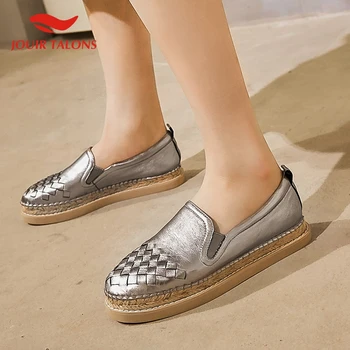 

JOUIR New Design 2020 Genuine Cow Leather Flats Loafers Shoes Woman Slip-On Solid Comfortable Flats Women Shoes Footwear