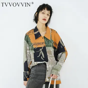 

Loose Vintage Print Blouse Fashion New 2020 Spring Full Sleeve Single Breast Elegant Goddess Fan Casual Style Shirt DMY3632