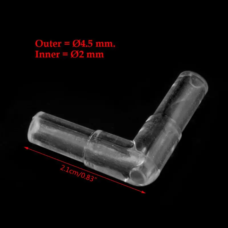 10Pcs 2 Way Clear Connector Elbow Tube Air Valves Fitting Aquarium Fish Tank
