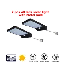 2/4pcs 48 COB LED Solar Powered PIR Motion Sensor Wall lamp Human Body Infrared Light Outdoor Waterproof Home Garden Security Li