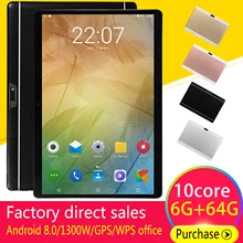10.1 Polegada jogo hd tablet computador pc android 8.0 dez-core gps wifi dupla câmera tablet almofada suporte cartão sim duplo
