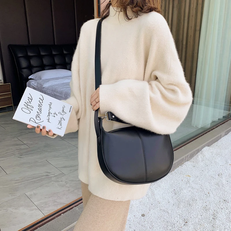  Solid Color PU Leather Saddle Bags For Women 2020 Small Lady Shoulder Messenger Bag Female Travel H - 4000252616706