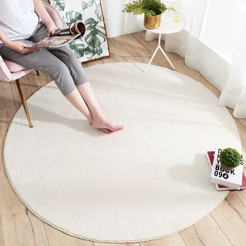 

Modern Plain Round Living Room Floor Mat Carpet Sofa Coffee Table Non-slip Home Bedroom Bedside Mat