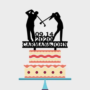 

Personalized Couples Name Wedding Date Couples Play Golf Cake Topper Mr and Mrs Silhouette Golfers Wedding Cake Topper YC212