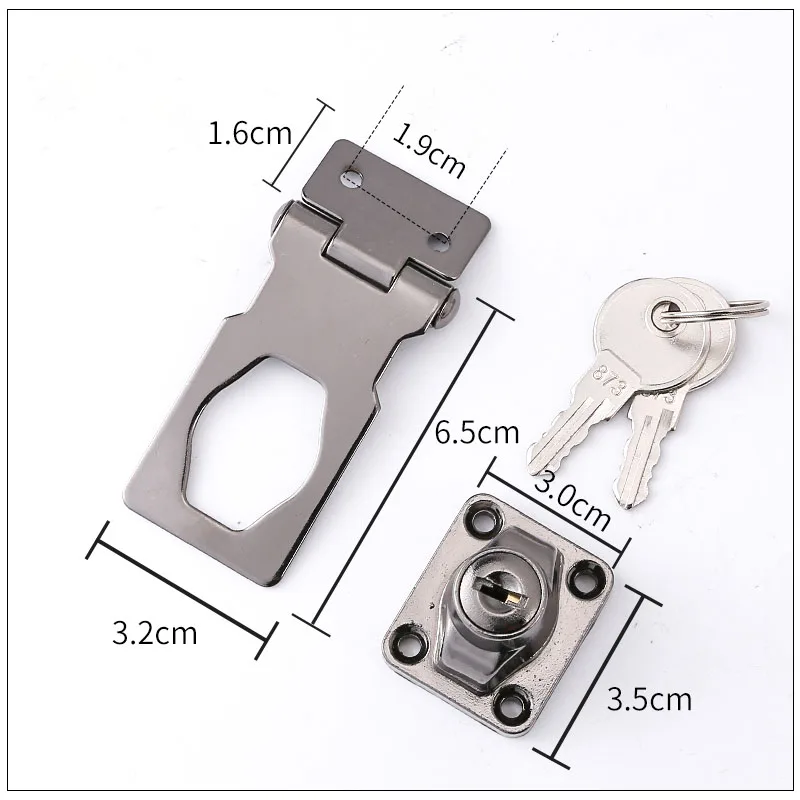 Нержавеющая сталь покрытие самоблокирующийся безопасности Засов штапельного замка шкаф навесной замок двери/Сарай/ворота/ван замок/стол/закрыть с 2 ключами - Цвет: A Silver black