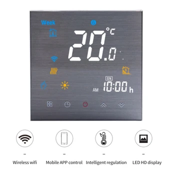 

Wired Digital Smart Silver Hairline Thermostat for Water/Electric floor Heating,Water/Gas Boiler with APP Control MKBHT-3000