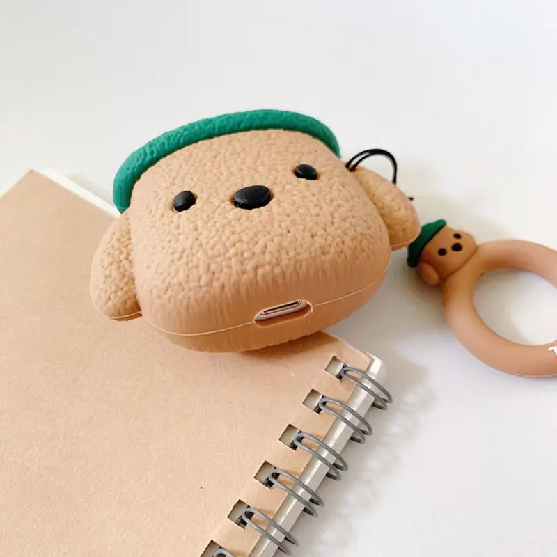 Cute Teddy Bear Protective Case Silicone Cover with Lanyard for Airpods 1/2 Kit for smart watch