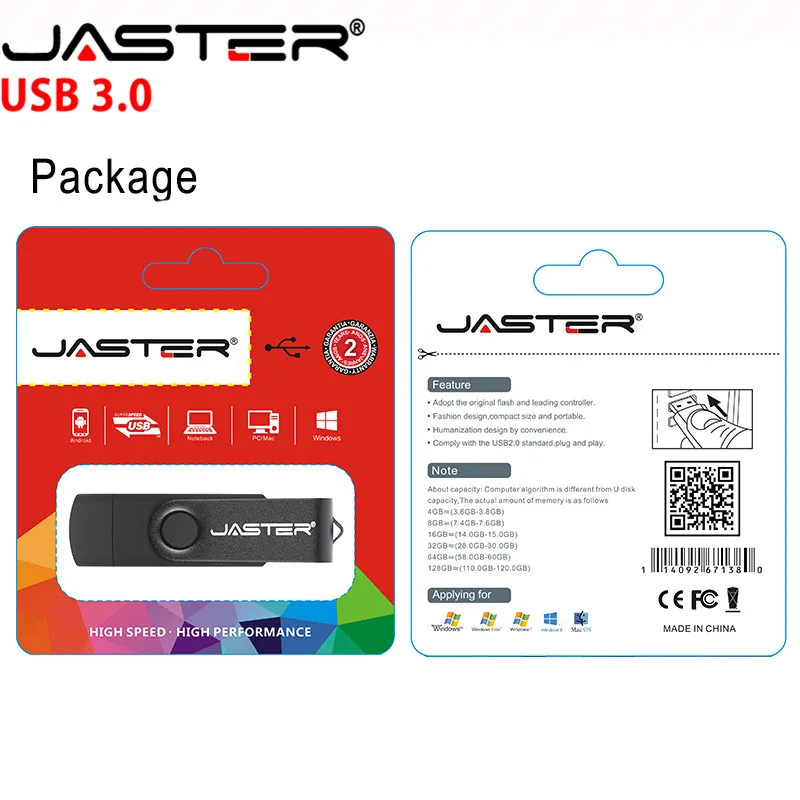 JASTER Новый USB 3 0 флеш накопитель 128 Гб 64 ГБ 32 16 8 4 OTG 2 в 1 высокоскоростная Флешка для