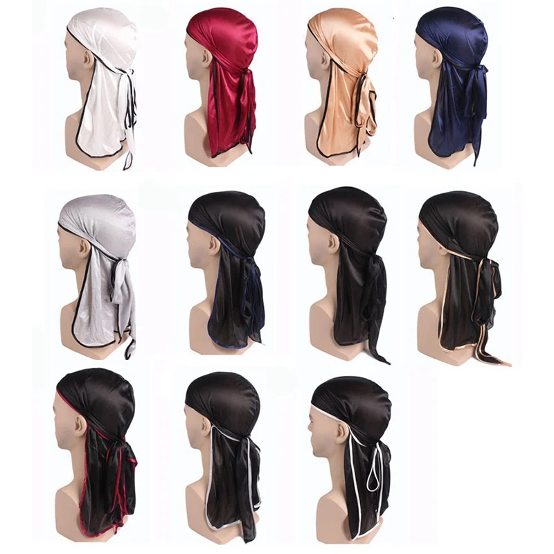 Doo Rags длиннохвостая шелковистая шапка-тюрбан, повязка на голову, бандана, шелковый атлас, Длиннохвостый Скорпион, Пиратская Кепка, головные уборы, аксессуары для одежды
