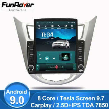

Funrover 9.7" Tesla screen For Hyundai Solaris accent Verna i25 2010-2016 android 9.0 Car Radio Multimedia Player GPS Navi nodvd