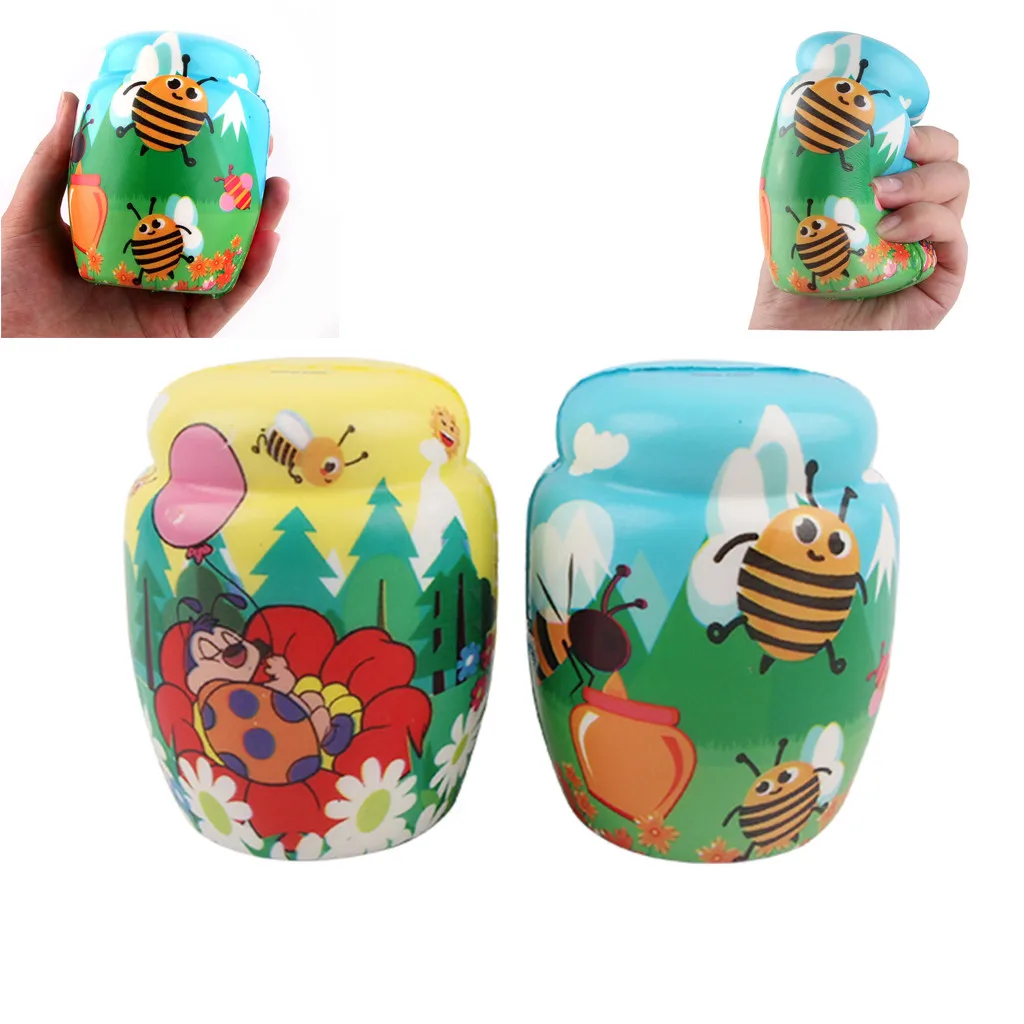 

Stress Relief Toys Kawaii Squeeze Toys Squishy Mini Adorable Bee Jar Doll Slow Rising Kids Stress Reliever Decompression ToyW806