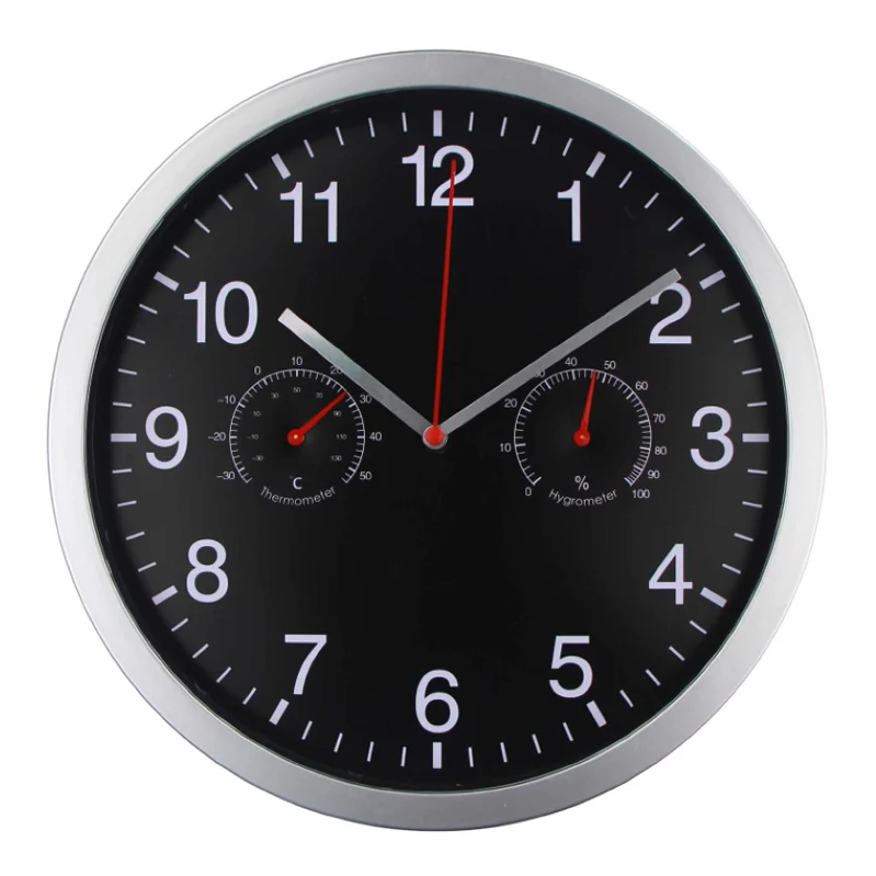 3 в 1 бесшумные кварцевые настенные часы с тихим механизмом развертки, термометр, гигрометр, без тиканья, домашний декор, настенные часы