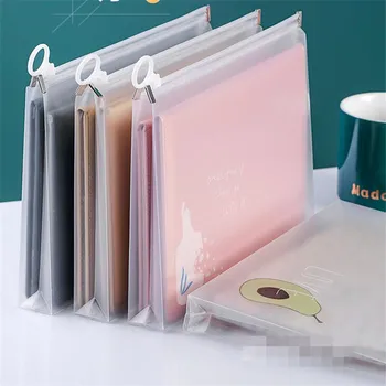 Transparent Document Bag Office File Holder School Folder Zipper Pouch Loop Pull Organizer Stationery Desk Storage A5 A4 1