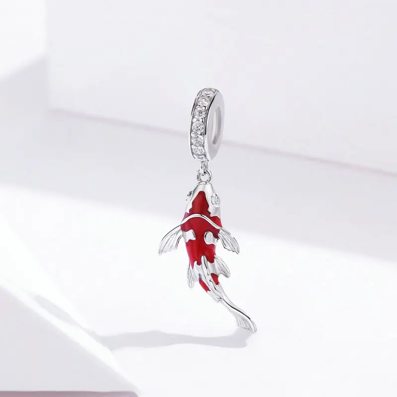 

CodeMonkey Authentic 925 Strerling Silver Red Carp Charms Fit Original Pandoras Bracelet Beads DIY Jewelry For Women CMC085